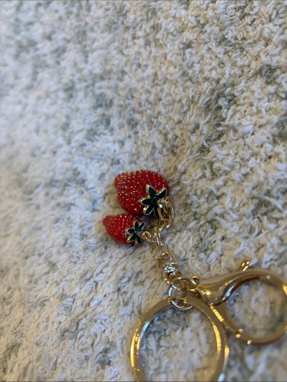 Gold-Toned Red Strawberry Keychain or Bag Charm NWT 5”